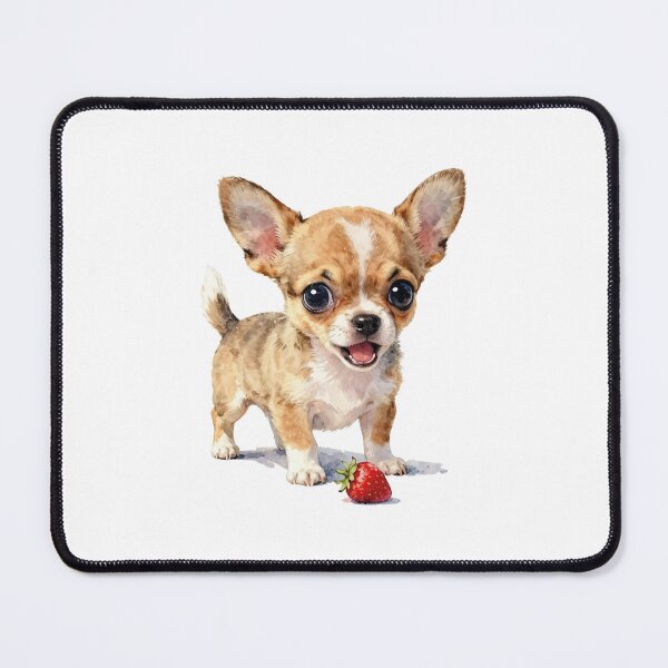 Item preview, Cute Chihuahua Puppy with Strawberry Watercolor Art designed and sold by WildArtIT.