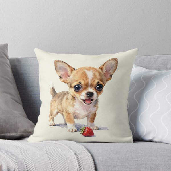Item preview, Cute Chihuahua Puppy with Strawberry Watercolor Art designed and sold by WildArtIT.