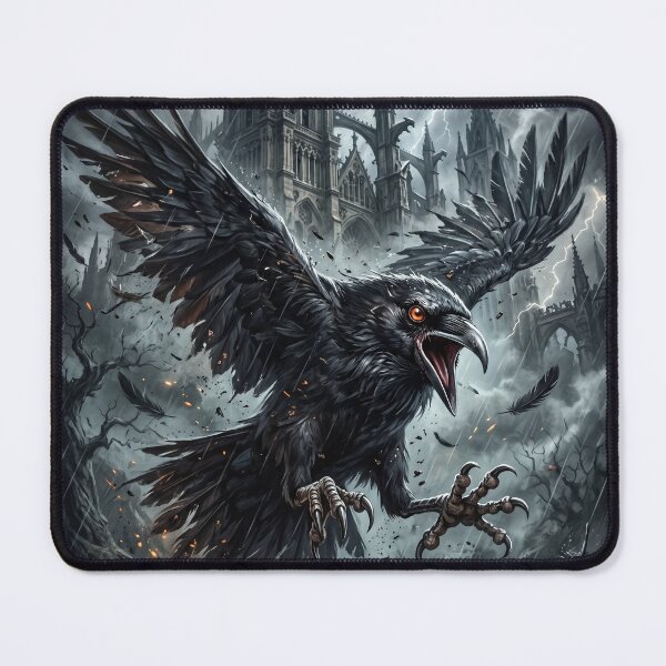 Item preview, Dark Raven Flying Near Gothic Cathedral designed and sold by Lucid Dream Pixel.
