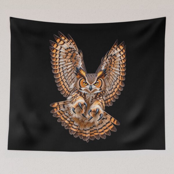 Item preview, Great Horned Owl Flying Toward Viewer Powerful Bird Wildlife Design designed and sold by RockitBaby.