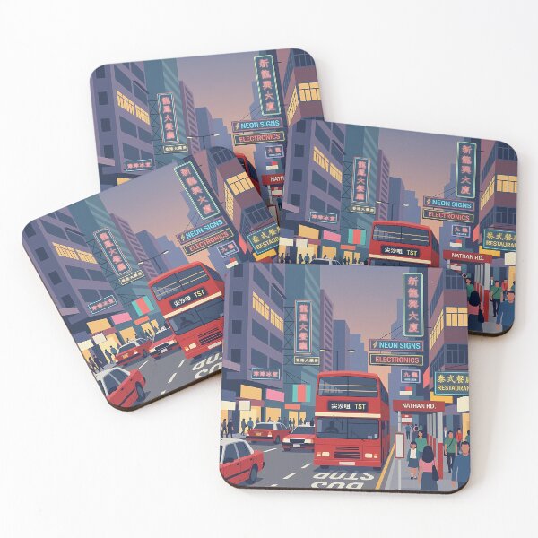Item preview, Nathan Road Kowloon Retro Bus Street Scene designed and sold by jainaspp.