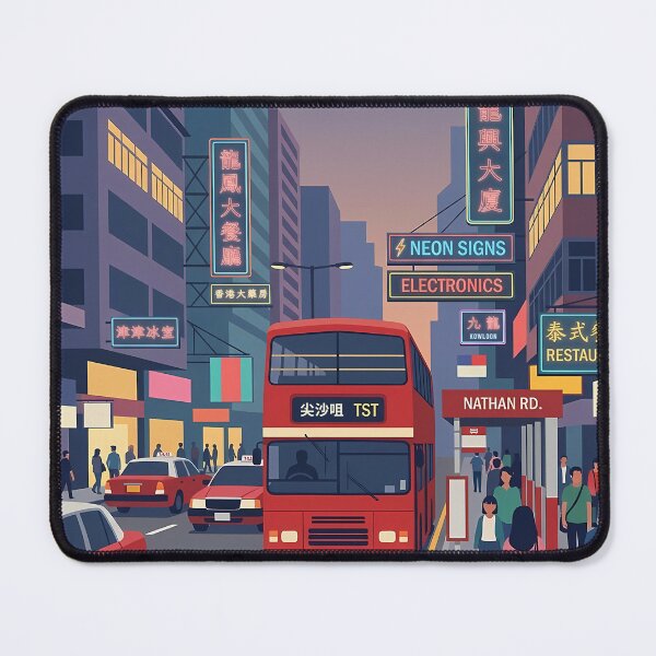 Item preview, Nathan Road Kowloon Retro Bus Street Scene designed and sold by jainaspp.