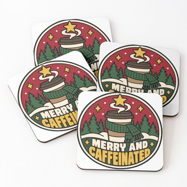Item preview, Coffee Gift - Merry And Caffeinated designed and sold by RedRubyBubble.