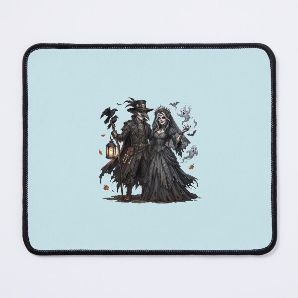 Item preview, Gothic Halloween Couple - Dark Plague Doctor and Ghostly Bride Vintage Art designed and sold by FootprintofLove.