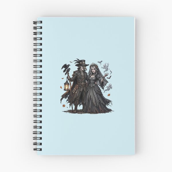 Item preview, Gothic Halloween Couple - Dark Plague Doctor and Ghostly Bride Vintage Art designed and sold by FootprintofLove.