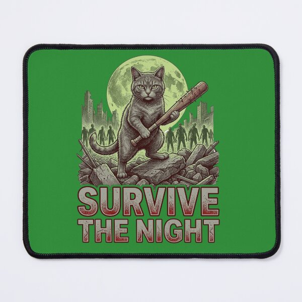 Item preview, Survive the Night Funny Zombie Movie Cat Apocalypse Horror Movie Lover Gift designed and sold by FurRealStudioCo.