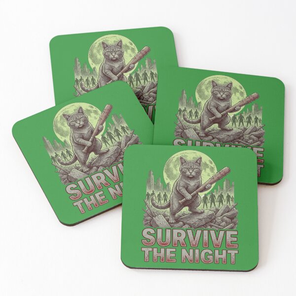 Item preview, Survive the Night Funny Zombie Movie Cat Apocalypse Horror Movie Lover Gift designed and sold by FurRealStudioCo.