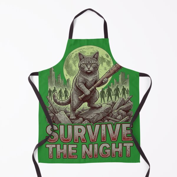 Item preview, Survive the Night Funny Zombie Movie Cat Apocalypse Horror Movie Lover Gift designed and sold by FurRealStudioCo.