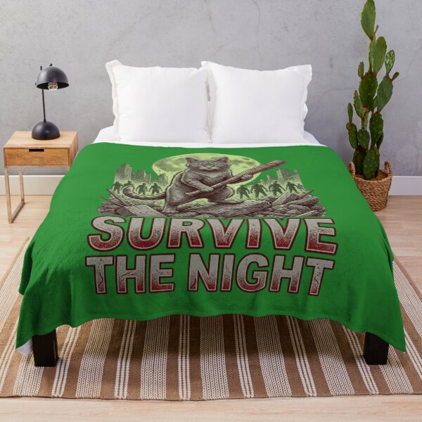 Item preview, Survive the Night Funny Zombie Movie Cat Apocalypse Horror Movie Lover Gift designed and sold by FurRealStudioCo.