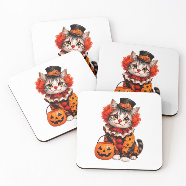 Item preview, Halloween Clown Cat – Cute Spooky Kitty designed and sold by FootprintofLove.