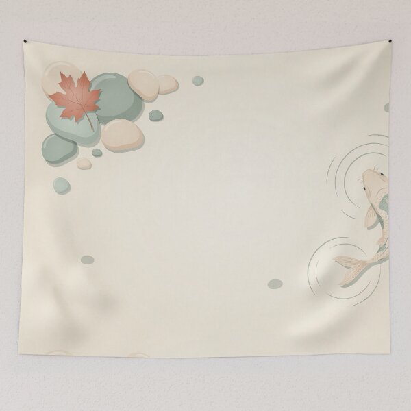 Item preview, Japandi Style Zen Koi Fish Pond Minimalist Cream Illustration Vector designed and sold by Shutter-Dragon.