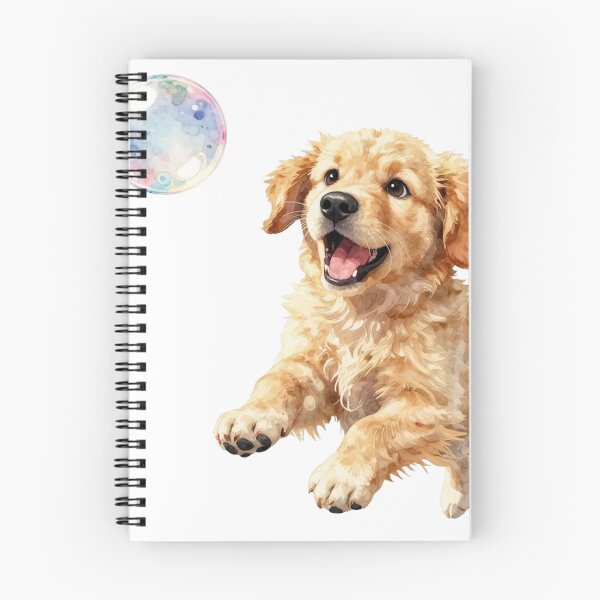 Item preview, Cute golden retriever puppy with bubble watercolor art designed and sold by WildArtIT.
