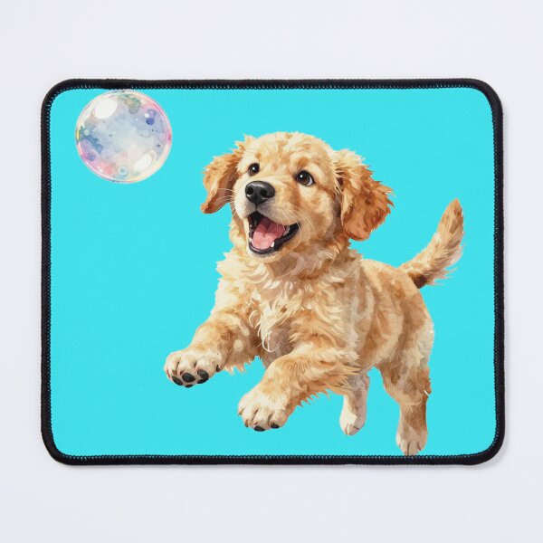 Item preview, Cute golden retriever puppy with bubble watercolor art designed and sold by WildArtIT.