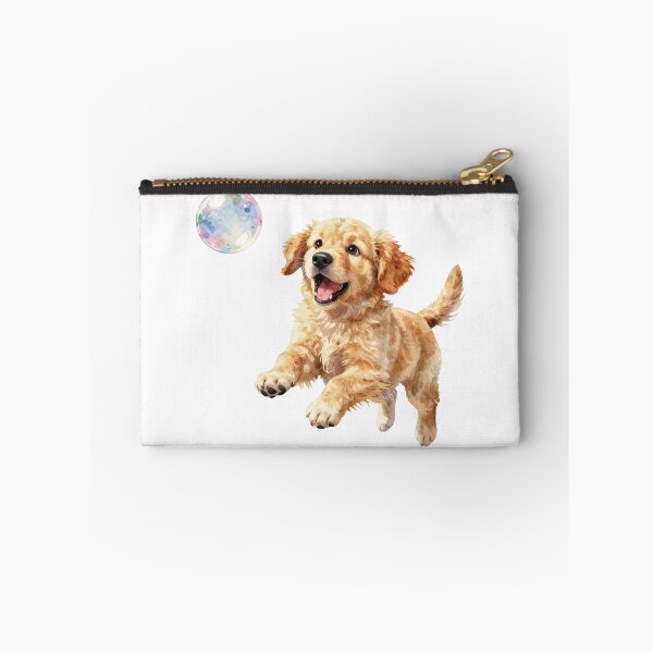 Item preview, Cute golden retriever puppy with bubble watercolor art designed and sold by WildArtIT.