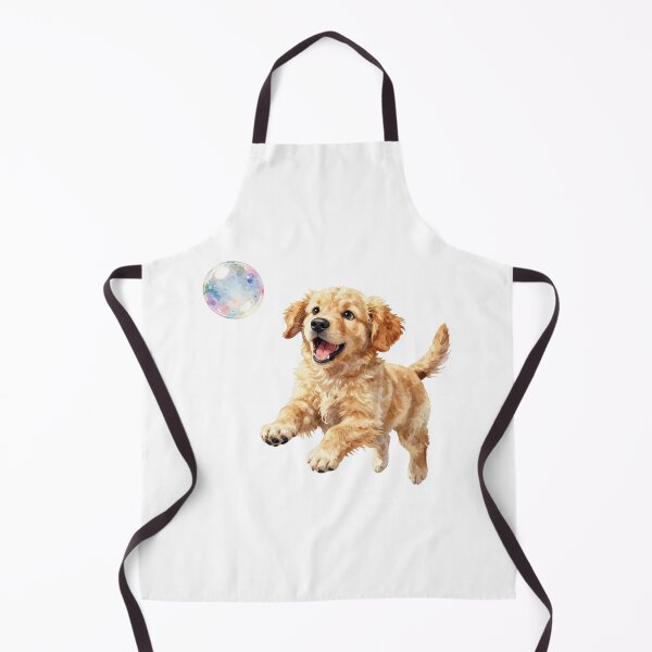 Item preview, Cute golden retriever puppy with bubble watercolor art designed and sold by WildArtIT.