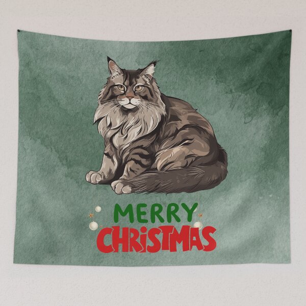 Item preview, Cute Maine Coon Cat Merry Christmas Holiday Art designed and sold by stormk10.