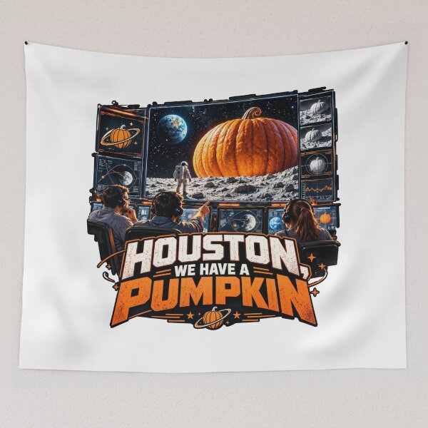 Item preview, Houston We Have a Pumpkin – Mission Control Giant Pumpkin on the Moon designed and sold by DansCreations42.