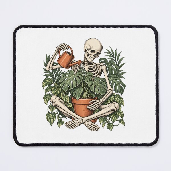 Item preview, Skeleton Watering Houseplants - Gothic Gardening Art designed and sold by cybersilverhand.