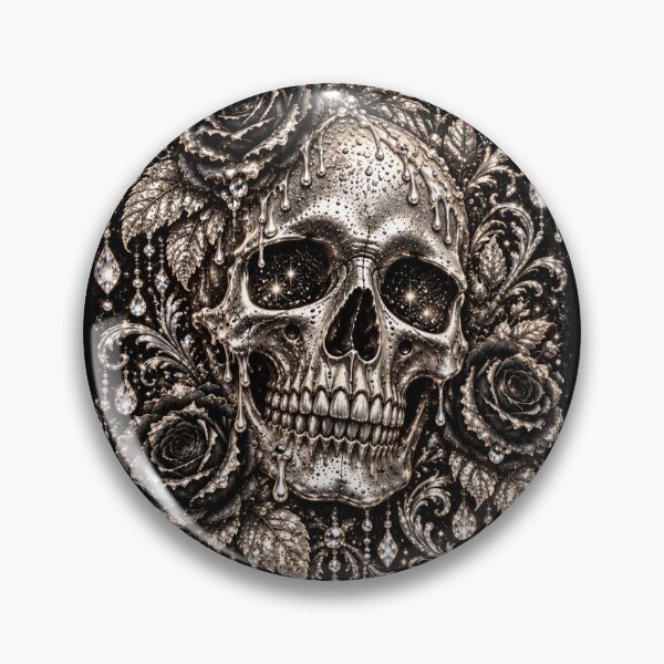 Item preview, Silver Skull Black Roses Gothic Birthday designed and sold by Meandmyshop.