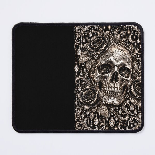 Item preview, Silver Skull Black Roses Gothic Birthday designed and sold by Meandmyshop.