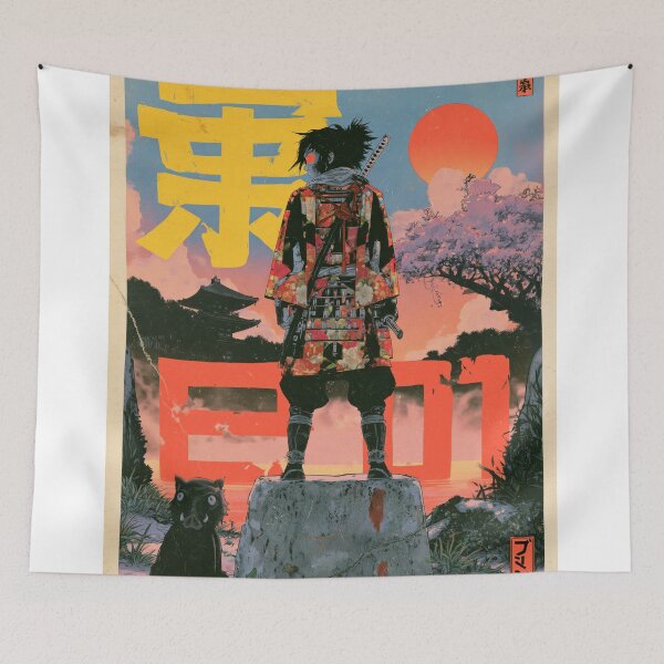 Item preview, Samurai Warriors Poster | Japanese Fantasy Art Print Red Aesthetic designed and sold by Affiches29 Animé .