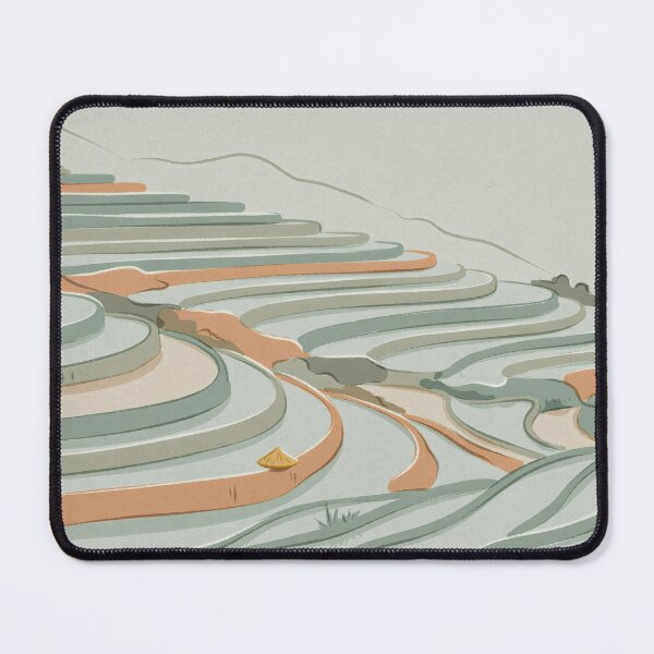 Item preview, Japandi Style Rice Terrace Minimalist Landscape Illustration Vector designed and sold by Shutter-Dragon.