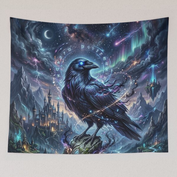 Item preview, Mystical Raven - Fantasy Castle Night Sky designed and sold by Lucid Dream Pixel.