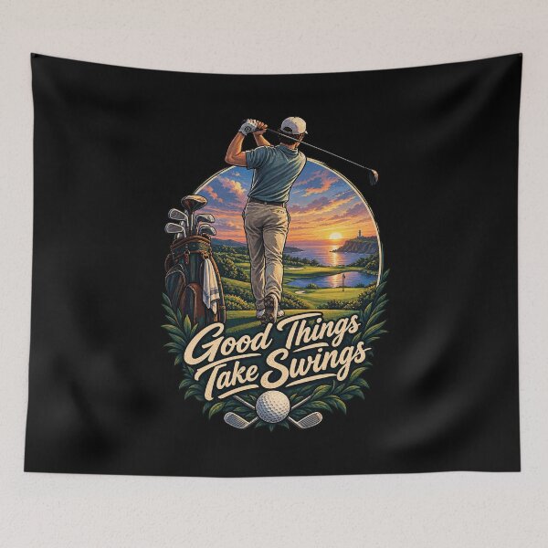 Item preview, Good Things Take Swings – Vintage Golf Golfer Design designed and sold by Rosteri.