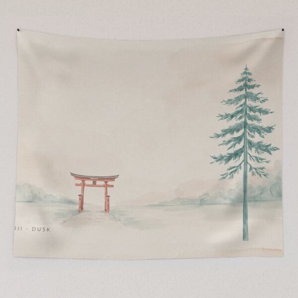 Item preview, Japandi Style Torii Gate Dusk Minimalist Landscape Illustration Vector designed and sold by Shutter-Dragon.