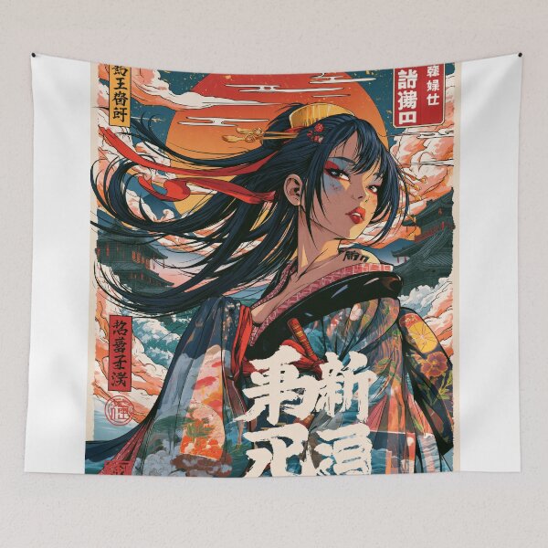 Item preview, Samurai Warriors Poster | Japanese Fantasy Art Print Red Aesthetic designed and sold by Affiches29 Animé .