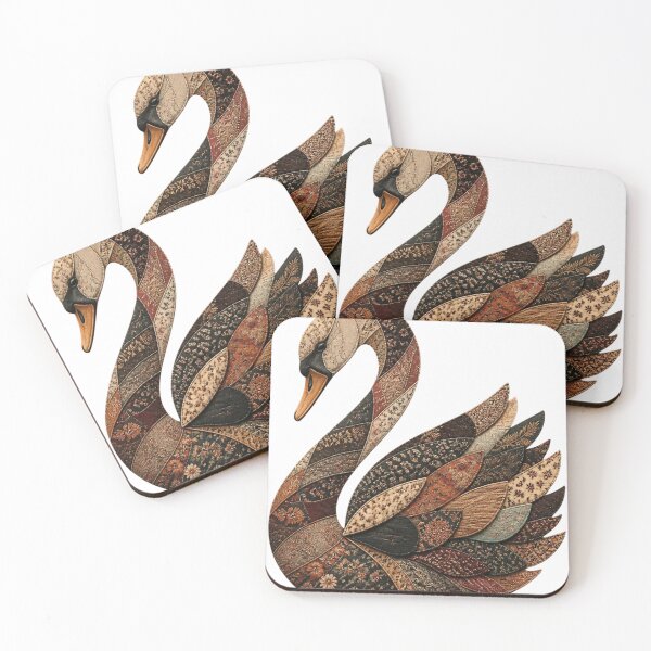 Item preview, Patchwork Swan Folk Art designed and sold by Reverie & Roses.