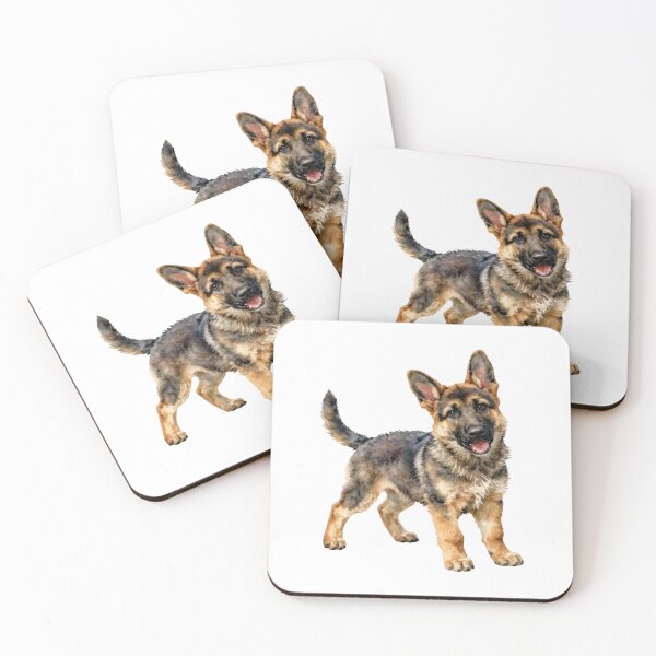 Item preview, Cute german shepherd puppy watercolor art designed and sold by WildArtIT.