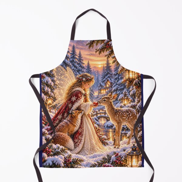 Item preview, Winter Fairy Feeding Deer in Snowy Forest designed and sold by Meandmyshop.