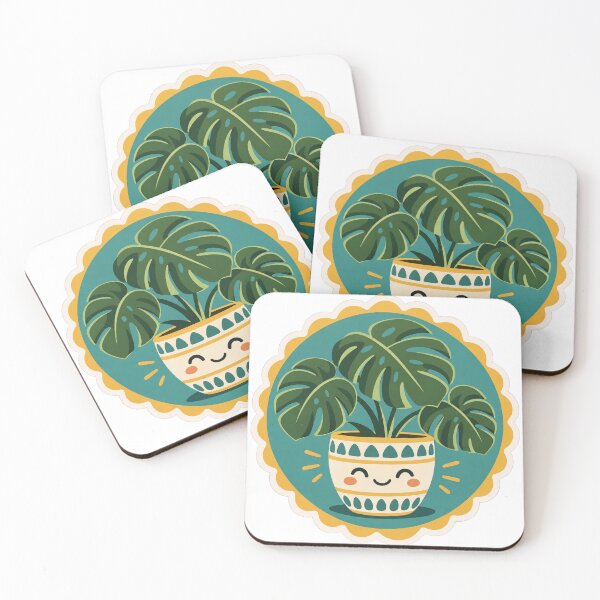 Item preview, Happy monstera Deliciosa Plant - Kawaii Ceramic Planter Graphic designed and sold by VYBEHAUS.