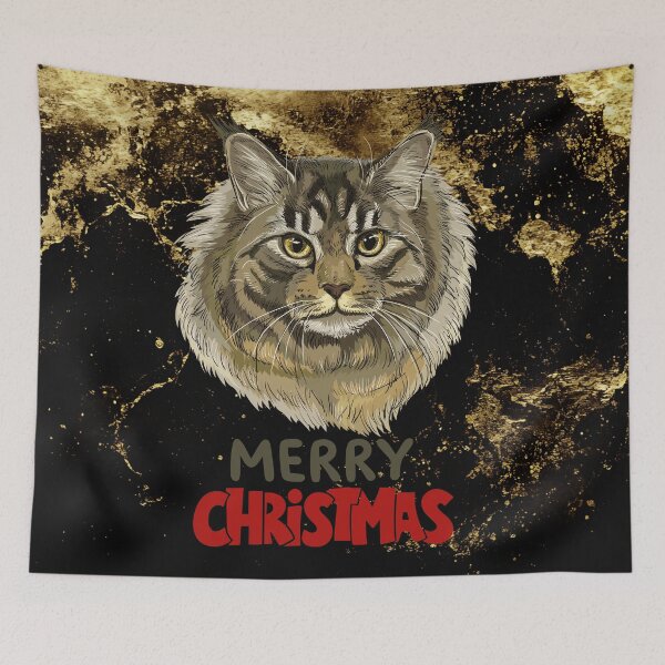 Item preview, Cute Maine Coon Cat Merry Christmas Holiday Art designed and sold by stormk10.