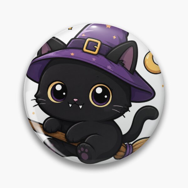 Item preview, Black Cat Gift - Cute Witch Cat On Broom designed and sold by RedRubyBubble.