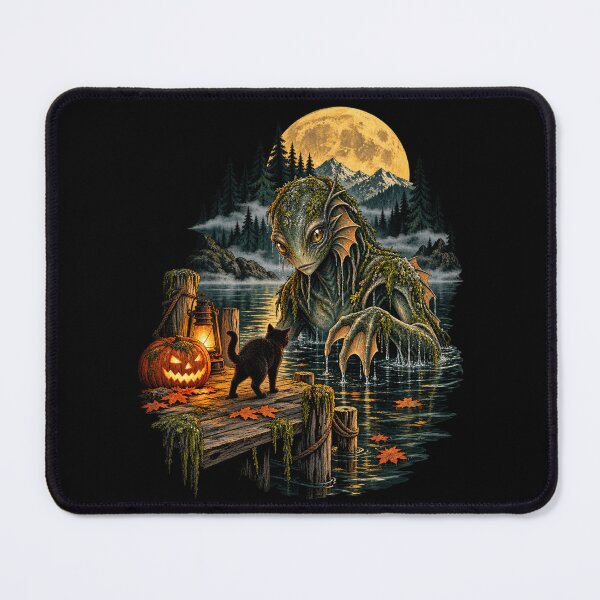Item preview, Halloween Swamp Monster Moonlit Lake Horror designed and sold by 966 A.D..