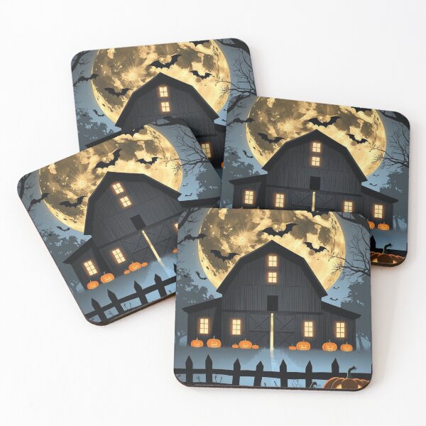 Item preview, Moonlit Barn Silhouettes – Cottagecore Halloween Night designed and sold by Deezyned.