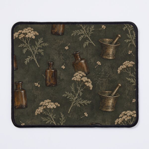 Item preview, The quiet apothecary room – yarrow and Victorian medicine bottles designed and sold by Lichtisign.