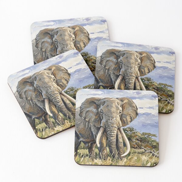 Item preview, African Elephant – Expressive Impasto Wildlife Painting designed and sold by The Digital Compass.