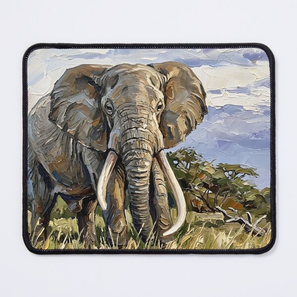 Item preview, African Elephant – Expressive Impasto Wildlife Painting designed and sold by The Digital Compass.