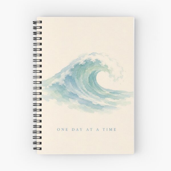 Item preview, One Day at a Time Ocean Wave Illustration | Mental Health Wall Art designed and sold by FixationStudio.
