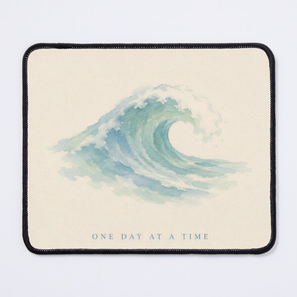 Item preview, One Day at a Time Ocean Wave Illustration | Mental Health Wall Art designed and sold by FixationStudio.