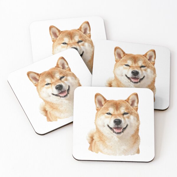 Item preview, Happy Shiba Inu dog forced smile Watercolor Art designed and sold by WildArtIT.