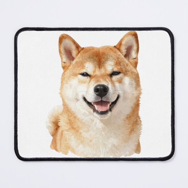 Item preview, Happy Shiba Inu dog forced smile Watercolor Art designed and sold by WildArtIT.