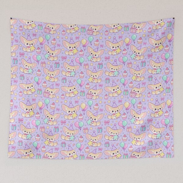 Item preview, Kawaii Birthday Baby Fennec Fox Pattern designed and sold by Soft Berry Studio.