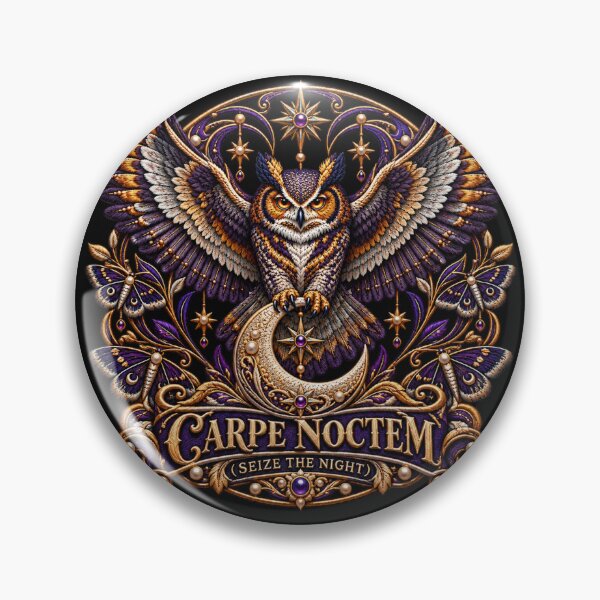 Item preview, Celestial Owl Embroidery – Carpe Noctem Seize the Night Crescent Moon Art Nouveau Design designed and sold by Emoji Emblems.