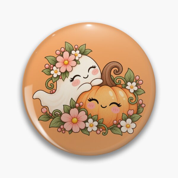 Item preview, Cute Ghost and Pumpkin Floral Halloween Kawaii Sticker designed and sold by StickyDelights.