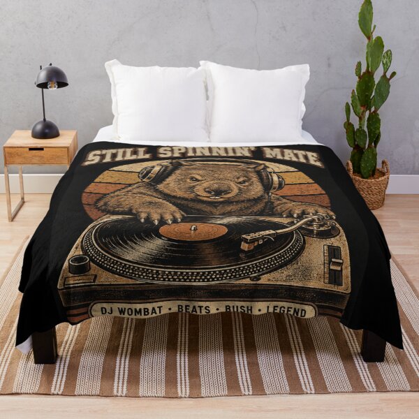 Item preview, Still Spinnin' Mate DJ Wombat Retro Vintage Turntable designed and sold by Yellowriversss.