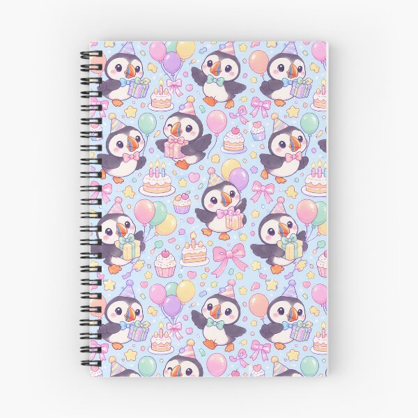 Item preview, Kawaii Birthday Baby Puffin Pattern designed and sold by Soft Berry Studio.